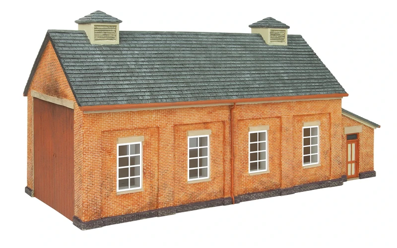 Hornby R7283 OO Gauge GWR Engine Shed - Model Railway Accessories, Miniature Diorama Scenery for Hornby Train Sets - Lifelike Train GWR Engine Shed Model - Scale 1:76, Red