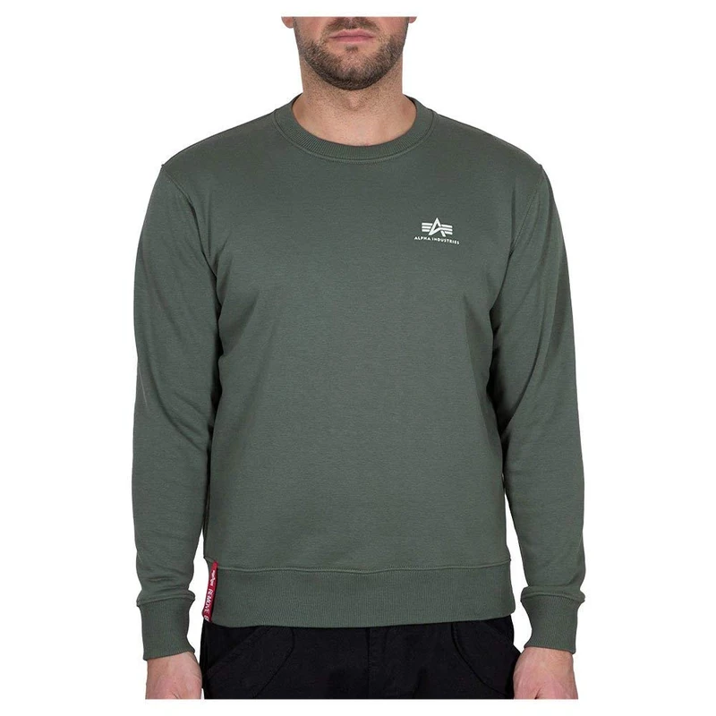 Alpha Industries Basic Sweater Small Logo Sweatshirt for Men Vintage Green