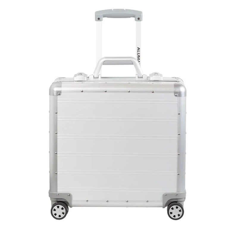 Alumaxx Gemini 45172 Business Trolley Aluminium Travel Suitcase with Overnight Compartment, Trolley with 4 Smooth-Running Double Wheels 360°, Silver, 42.5 x 40 x 21 cm, Silver, 42,5 x 40 x 21 cm,