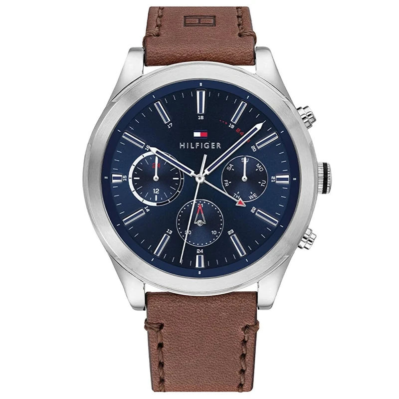 Tommy Hilfiger Analogue Multifunction Quartz Watch for Men with Brown Leather Strap - 1791741