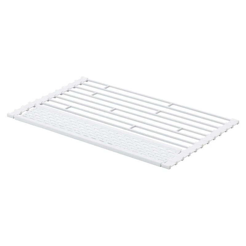 YAMAZAKI 5057 TOWER Foldable Drainer, white, Steel/Silicone, Minimalist, 42 x 26 x 0.8 cm