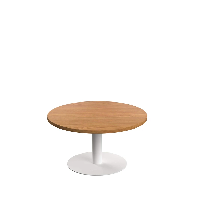 Office Hippo Circular Coffee Table, Sturdy & Stylish Small Table Desk, Laptop Table For Cafe, Coffee Shop or Bar, Versatile Office Table Ideal For Breakroom, 5 Year Guarantee - Oak / White
