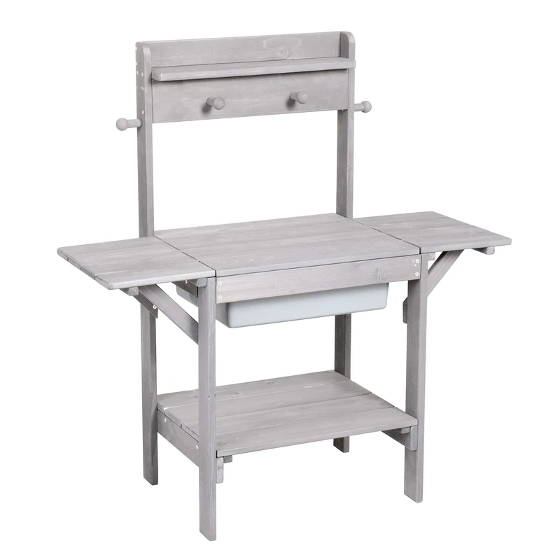 roba Midi mud Kitchen, Children's Outdoor Play Kitchen (Gray, Unisex Babies) Including Plastic Play Tub, Shelves, Hooks & Storage