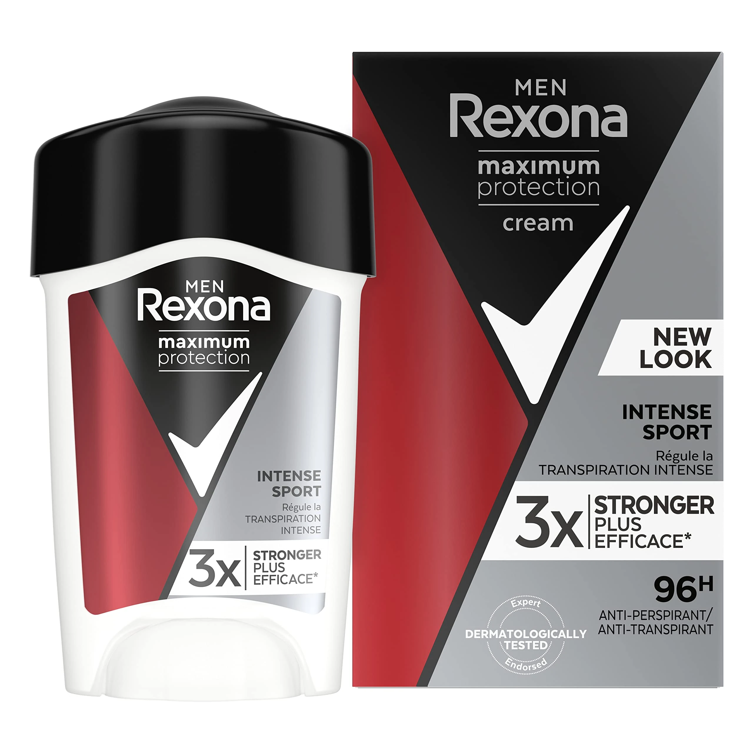 Rexona Men's Intense Sport Deodorant Anti-Perspirant Maximum Protection, Effective Against Excessive Sweating, Dermatologically Tested Formula, 96H Protection Stick 45 ml