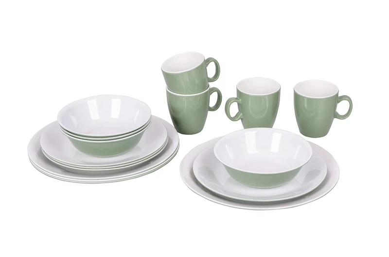 Bo-Camp - Tableware - 16 Pieces - Bicolour - Green