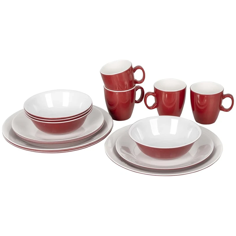 Bo-Camp - Tableware set - 100% Melamine - 16 pieces - Red