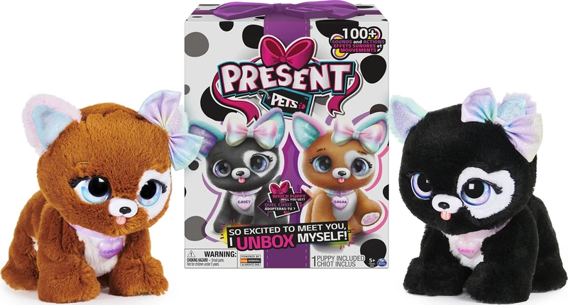 Present Pets Glitter Puppy - Interactive Plush Pet Toy, 100+ Sounds