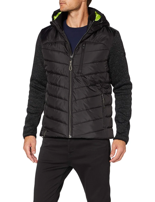 camel active Men's 4301704R3609 Quilted Jacket, Black, 66