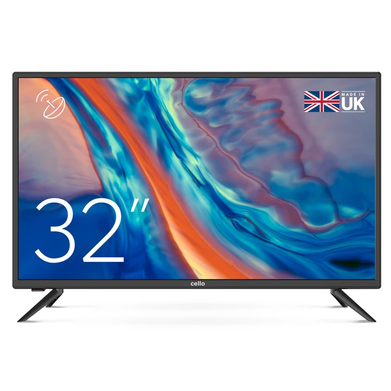 Cello ZBVD0223 32” HD Ready LED TV with built-in Freeview HD 3 x HDMI and USB 20 to record Live TV Easy to Setup Non-Smart TV Perfect for bedroom Made in the UK, Black