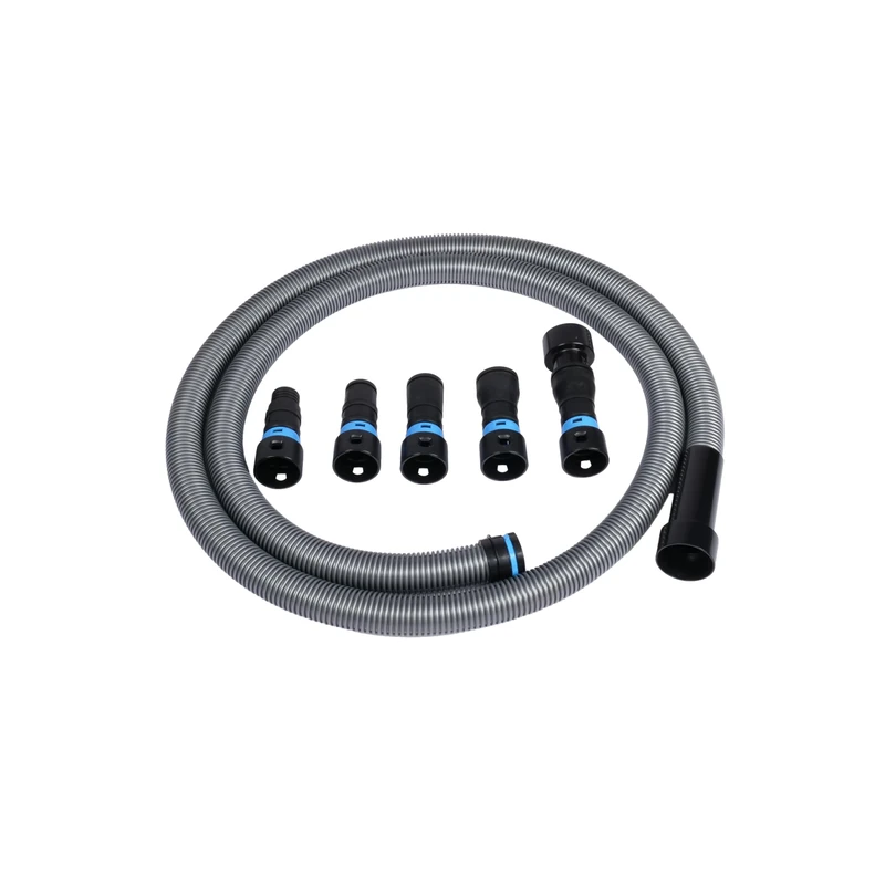 Cen-Tec Systems 94698 Quick Click 10 Ft. Hose for Home and Shop Vacuums with Expanded Multi-Brand Power Tool Adapter Set for Dust Collection, Silver