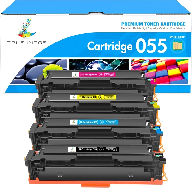 TRUE IMAGE Compatible Toner Cartridge Replacement for Canon 055 055H i-SENSYS MF744Cdw MF746Cx MF742Cdw LBP663Cdw LBP664Cx MF743Cdw MF741Cdw LBP660C MF740C (Black Cyan Magenta Yellow, 4-Pack)