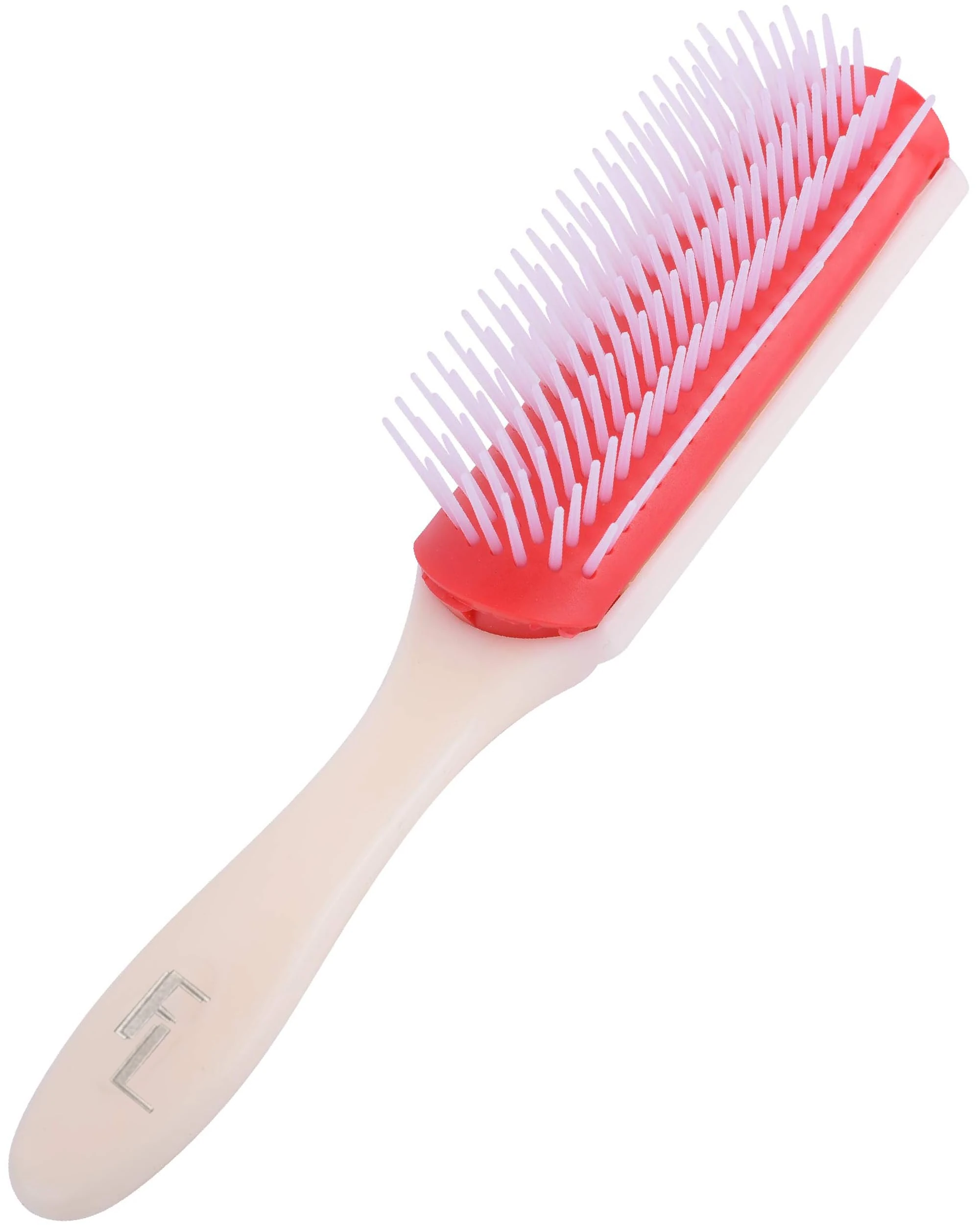 Fine Lines 7 Row Hair Brush for Men & Women, White Rubber Cushion Tangle Tamer - Ideal for Curly or Fine Hair and Hair Extensions - Perfect Travel Companion - Lightweight & Comfortable Design