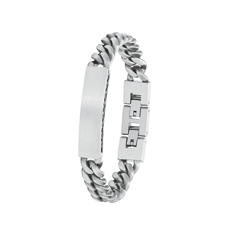 s.Oliver Identarmband stainless steel men's bracelet, 20+1,5 cm, silver, comes in jewelry gift box