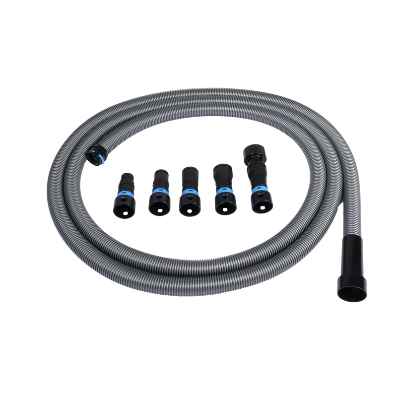 Cen-Tec Systems 94720 Quick Click 20 Ft. Hose for Home and Shop Vacuums with Expanded Multi-Brand Power Tool Adapter Set for Dust Collection, Silver