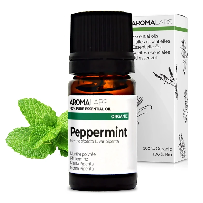 BIO - Peppermint Essential Oil - 5mL - 100% Pure, Natural, Chemotyped and AB Certified - AROMA LABS (French Brand)