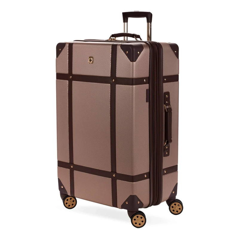 SwissGear 7739 Hardside Luggage Trunk with Spinner Wheels, Blush, Checked-Large 26-Inch - Image 1