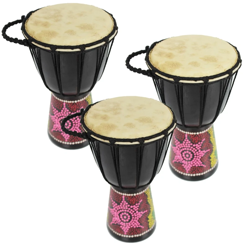 A-Star Mini Trio Djembe Pack - 5 Inch Traditional Hand-Painted African Drums