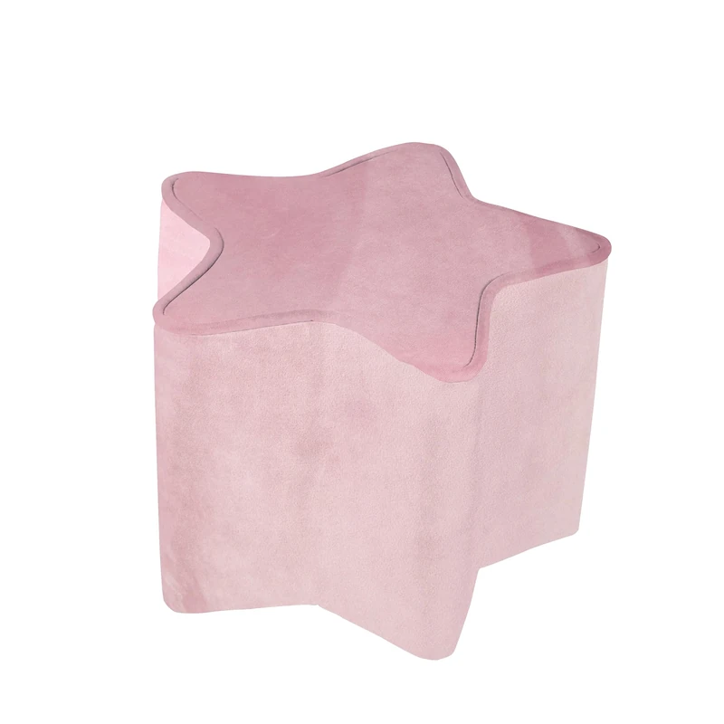roba Star-Shaped Children's Ottoman 'Lil Sofa' - Comfy Kid's Pouf with Velvet Upholstery (Pink/Mauve)