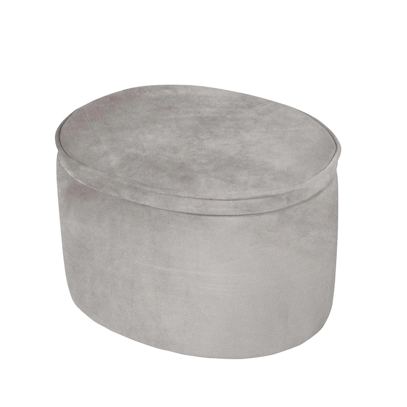 roba Oval Children's Storage Ottoman 'Lil Sofa' - Comfy Kid's Pouf with Velvet Upholstery (Silver-Gray)