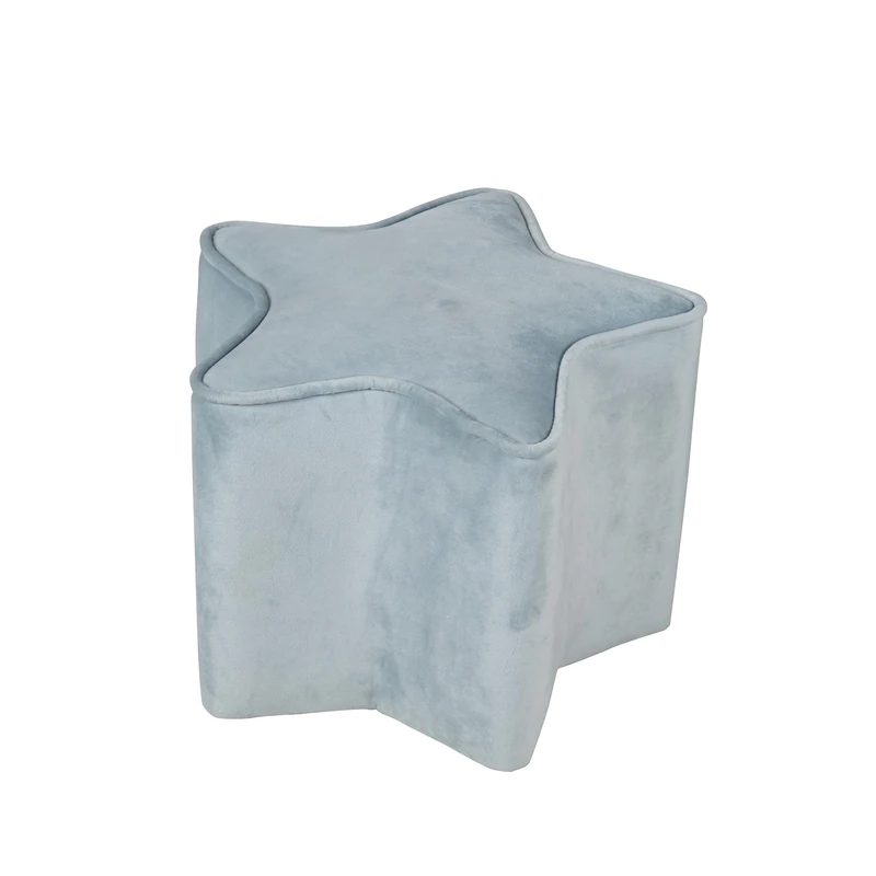 roba Star-Shaped Children's Ottoman 'Lil Sofa' - Comfy Kid's Pouf with Velvet Upholstery (Light Blue/Sky)