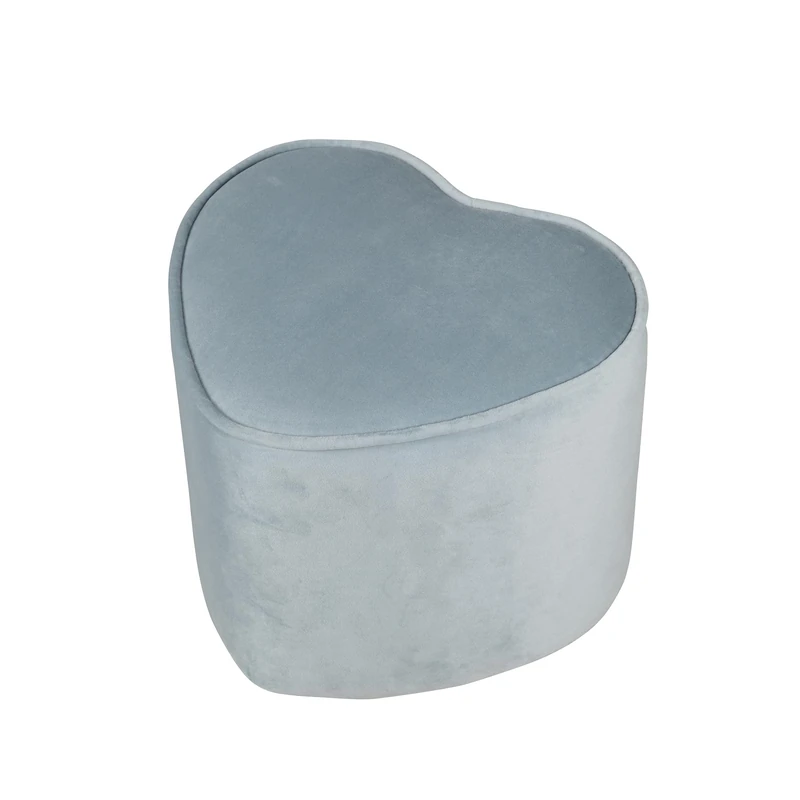 roba Heart-Shaped Children's Ottoman 'Lil Sofa' - Comfy Kid's Pouf with Velvet Upholstery (Light Blue/Sky)