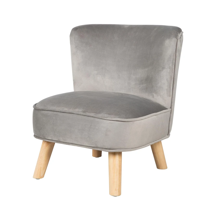 roba Children's Armchair 'Lil Sofa' - Mini Armchair with Velour Upholstery (Silver-Gray)