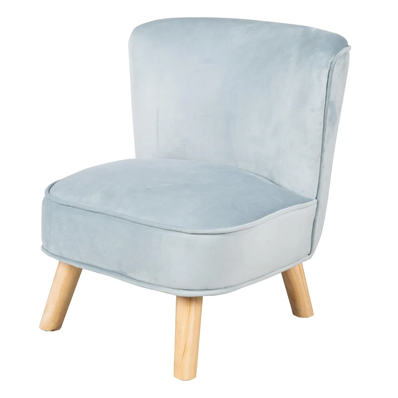roba Children's Armchair 'Lil Sofa' - Mini Armchair with Velour Upholstery (Light Blue/Sky)