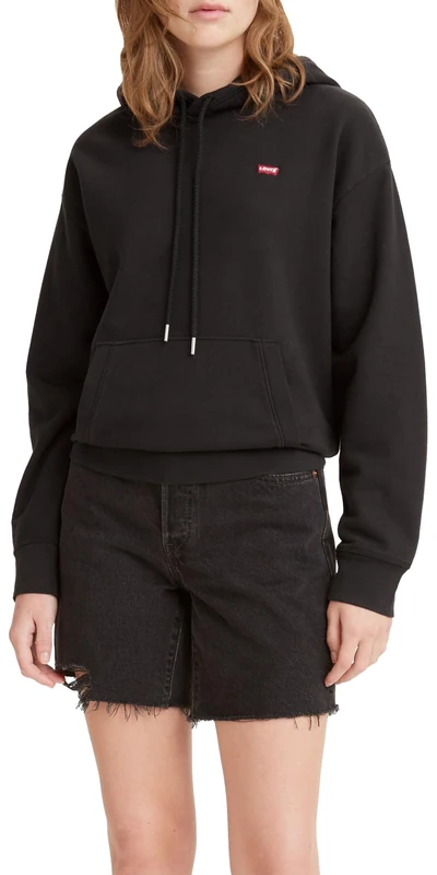 Levi's Women's Standard Sweatshirt Hoodie, Caviar, XXS