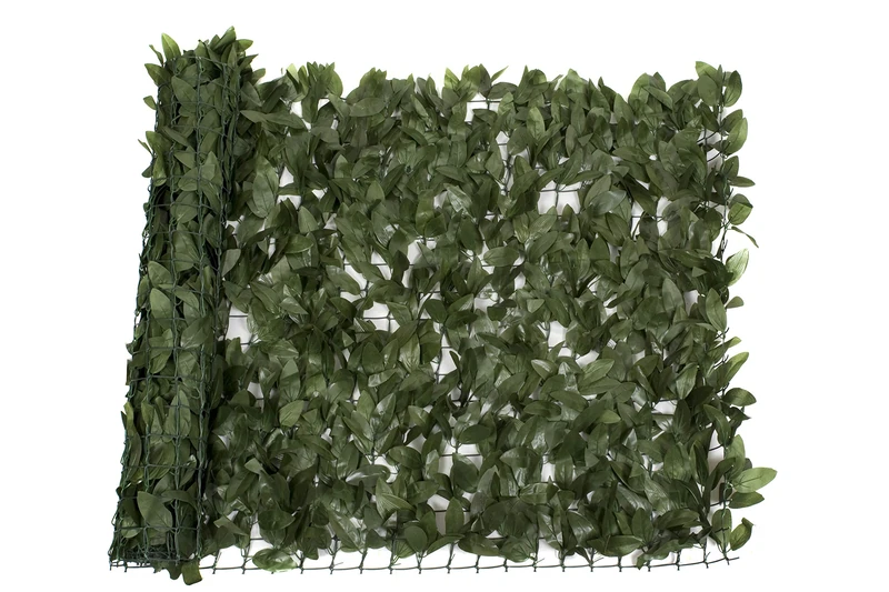 Artificial Roll-Out Green Hedge Fence with Bay Leaf Foliage (1m x 3m) - UV Stable Vertical Garden