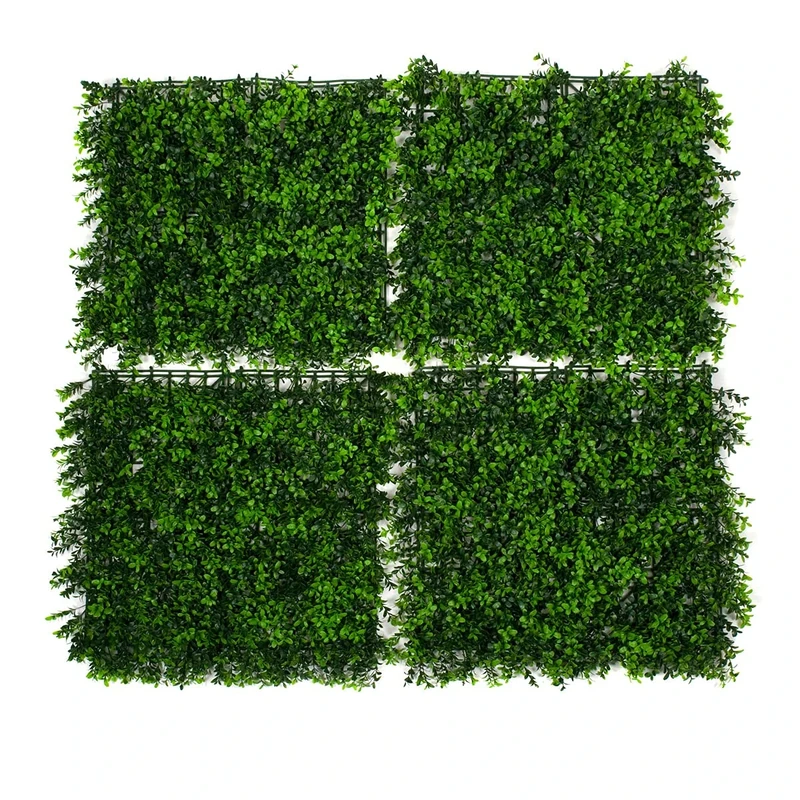 GreenBrokers Green Artificial Wall Hedge with Small Light Leaf Foliage (Pack of 4) -UV Stable Vertical Garden