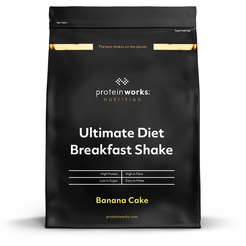 Protein Works | Diet Breakfast 360 - GOLD Innovation, On-the-Go Healthy Weight Loss Meal Replacement Shake, Added Caffeine, Low Sugar, Banana Cake, 36 Servings, 2kg