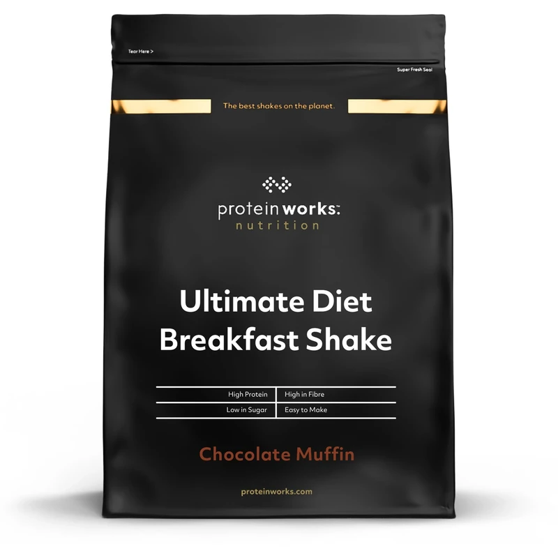 Protein Works | Diet Breakfast 360 - GOLD Innovation, On-the-Go Healthy Weight Loss Meal Replacement Shake, Added Caffeine, Low Sugar, Chocolate Muffin, 36 Servings, 2kg