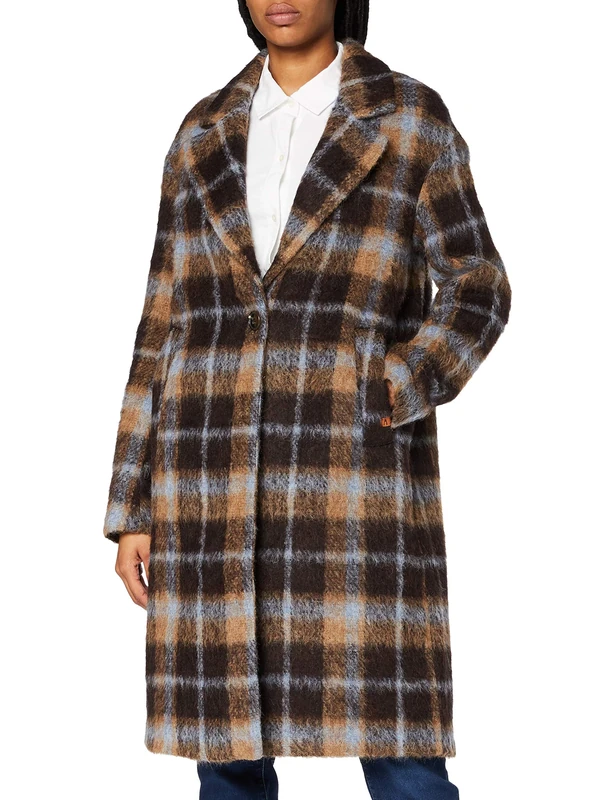 Camel Active Womenswear Women's 310750443926 Jacket, Brown Blue Check, 44