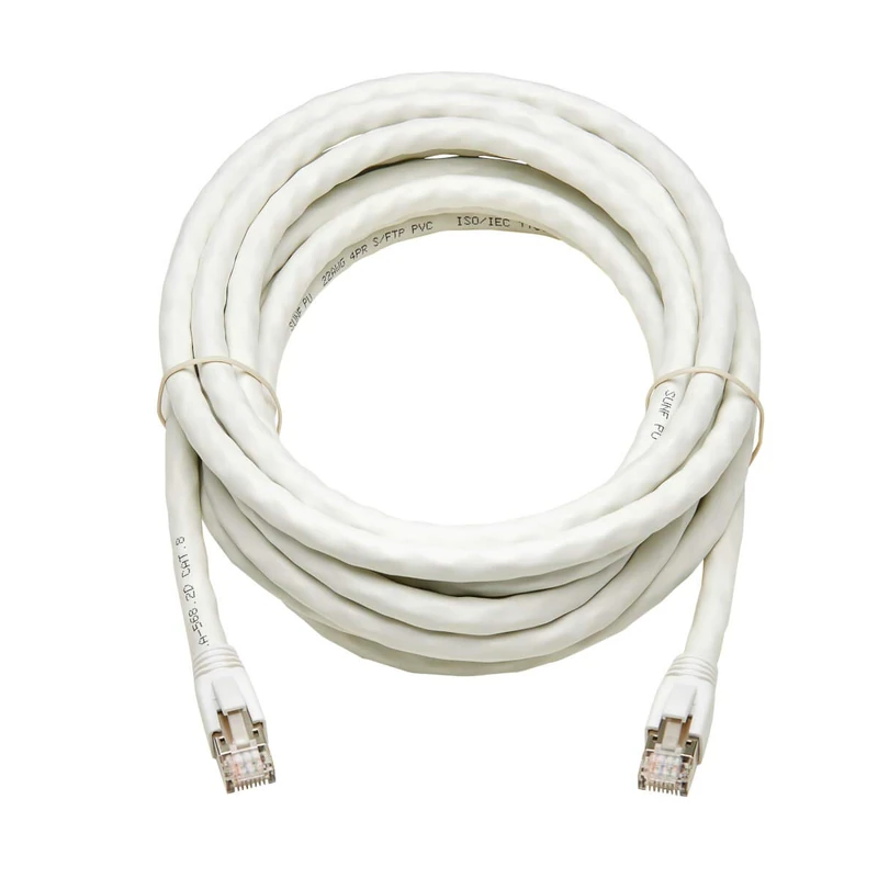 Eaton Tripp Lite N272‑015‑WH – Cat8 Serie Snagless Ethernet Cable – 25G/40G High‑Speed S/FTP 22 AWG Performance, PoE‑Ready, EMI/RFI Shielded, Durable Strain‑Relief Design, White (B084BP137L)