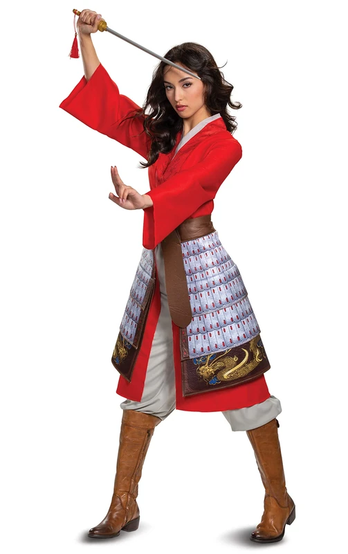 Disguise 79493N Mulan Hero Dress Deluxe Adult Sized Costumes, Red, S