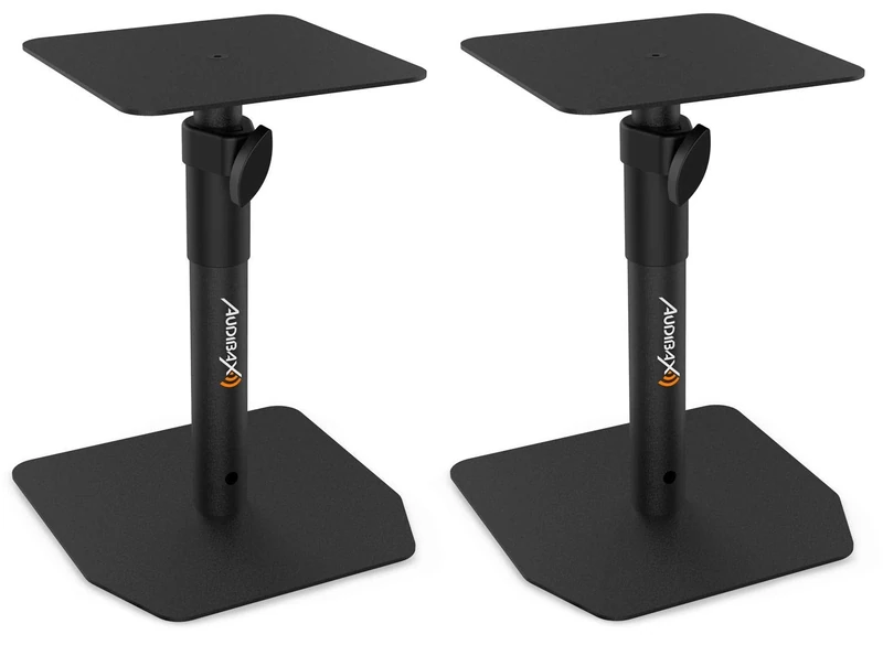Audibax Neo STM-20 - Speaker Desk Stand - Studio Monitor Stand - Height Adjustable from 30 to 37 cm - Sturdy Steel Base - Universal Compatibility with HiFi Speakers