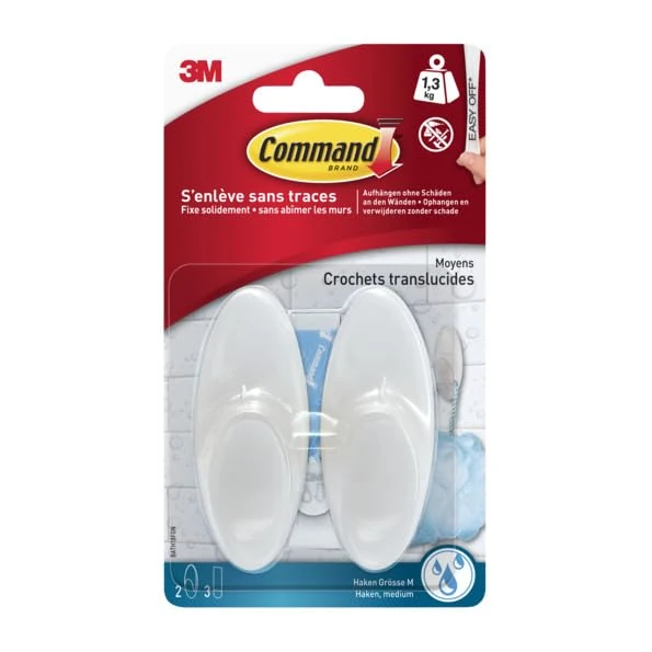 Command 3M Bath Towel Hook (L x W x H) 114 x 41 x 38 mm White Contents: 1 pc(s)