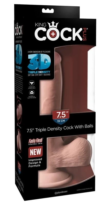 King Cock 7.5" Triple Density Cock with Balls Light 21.6x4.5 cm