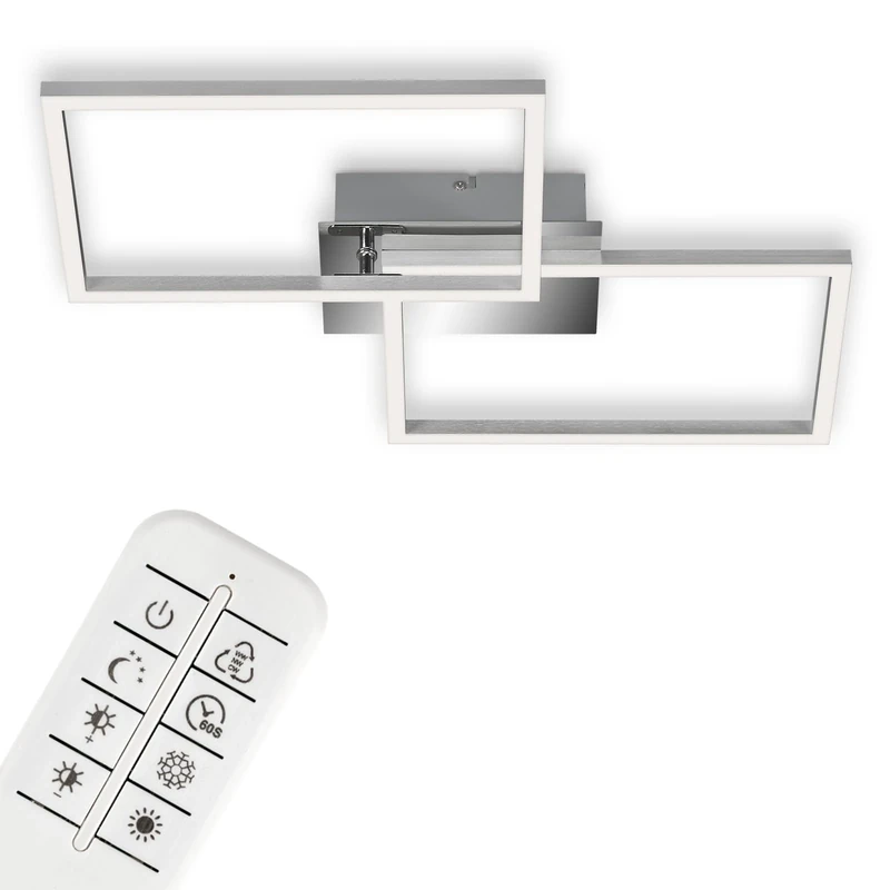 BRILONER Leuchten - LED Ceiling Light, dimmable Ceiling lamp, incl. Remote Control, incl. Colour Temperature Control, Chrome and Aluminium, 500x388x78mm,3149-018
