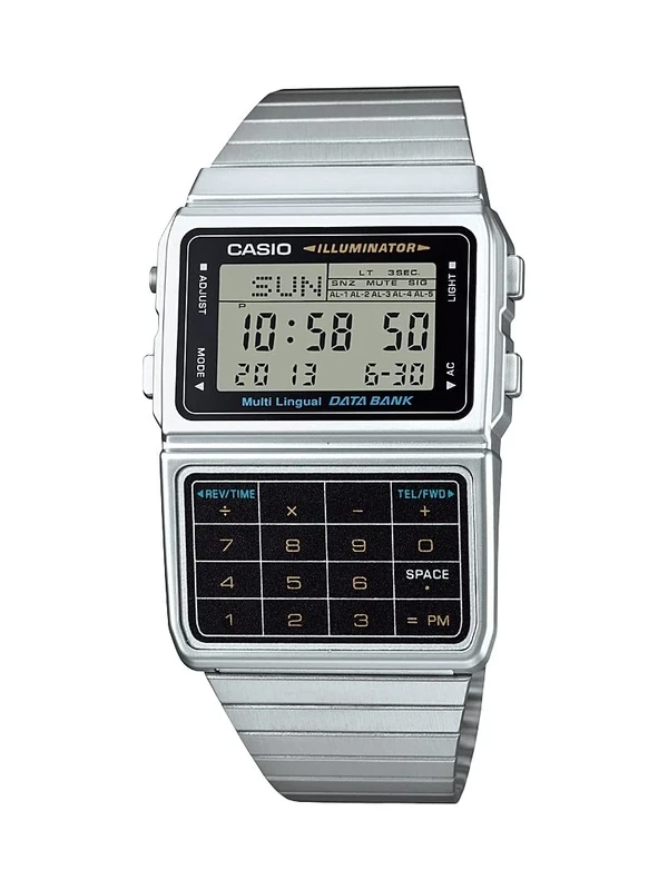 Casio Men's Silver Tone Digital Databank Calculator Watch - Image 1