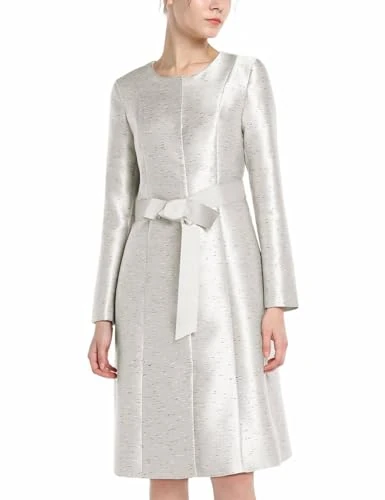 APART Fashion Women's Jacquard Coat Dress - Cream-Black, 40