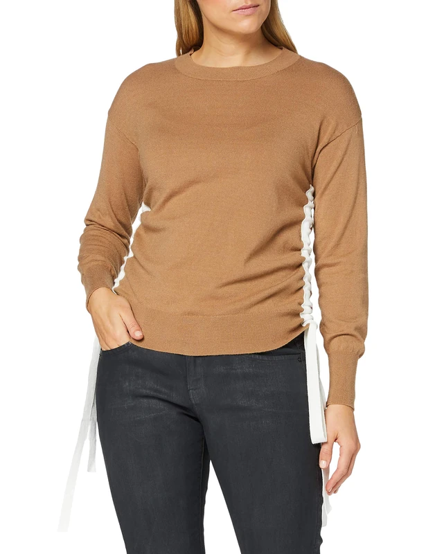 APART Fashion Women's Knitted Pullover Sweater, Taupe Melange, 40/42