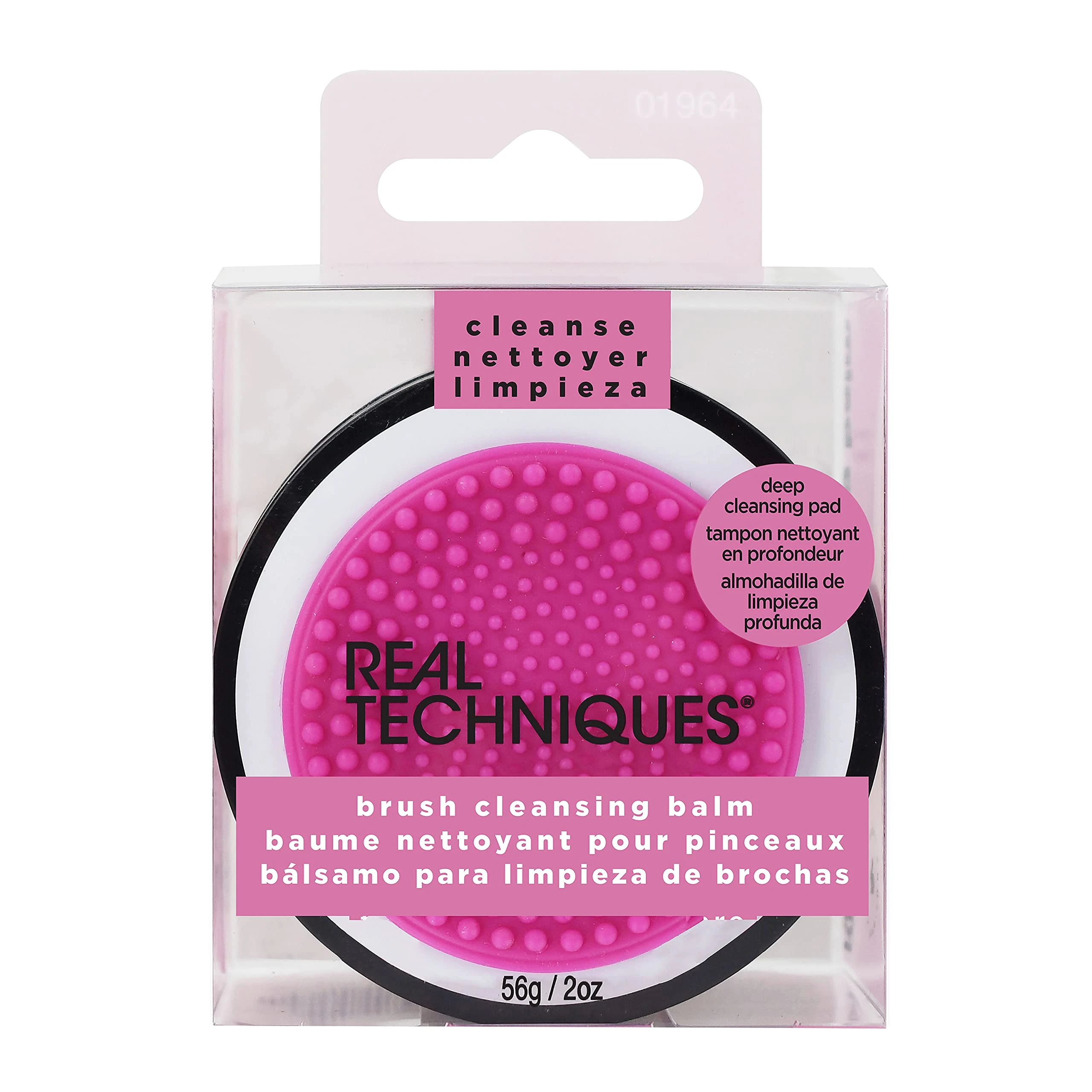 Real Techniques Brush Cleansing Balm and Cleaning Mat, Mess-Free Brush Cleaner to Remove Makeup Residue, Easy Swirl & Rinse, Use with Cleansing Gel for Deep Clean, 1 Count