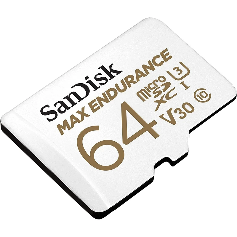 SanDisk MAX ENDURANCE Video Monitoring for Dashcams & Home Monitoring 64 GB microSDXC Memory Card + SD Adaptor 30,000 Hours Endurance , White