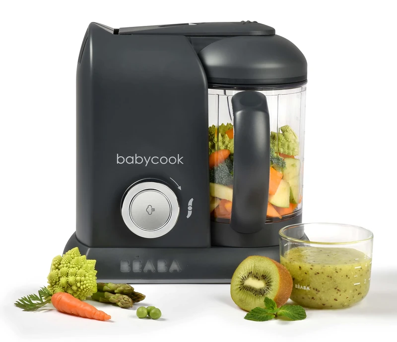 BEABA Babycook Solo - 4 in 1 Baby Food Maker: Processor, Blender, Cooker & Soft Steamer - Quick Food Diversification - Dark Grey