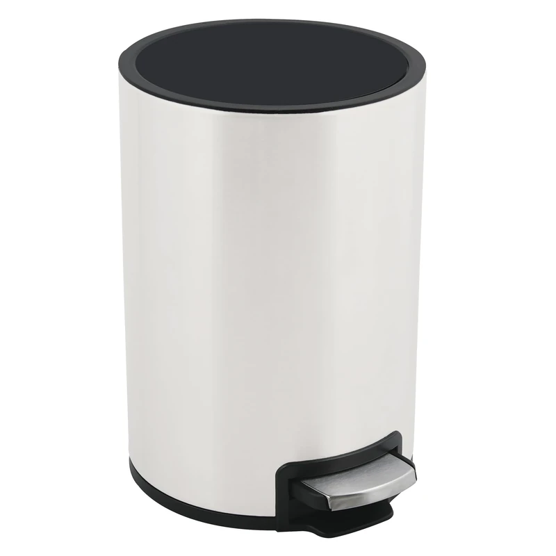 Spirella Rubbish Bin 3 or 5 Litres Stainless Steel Soft Close with Inner Container Riku Bathroom Pedal Bin Waste Bin Drop Brake Matte White