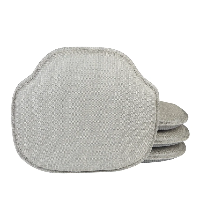 Klear Vu Gripper Omega Non-Slip Windsor Chair Cushions with Skid-Proof Seat Pad for Dining Room, Kitchen, and Office Use, 16x15 Inches, 4 Count (Pack of 1), Gray