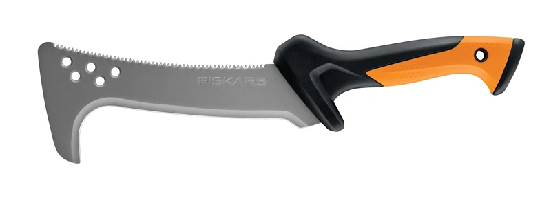 Fiskars saw blade, Can also be used as a sappie, Incl. nylon holster, Blade length: 23 cm, Hardened steel/plastic, Black/orange, 1051233