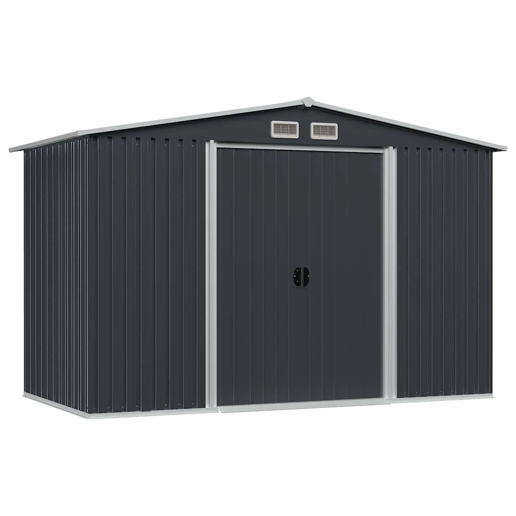 vidaXL Garden Storage Shed Outdoor Backyard Patio Tool Log Storage Building House Cabin Anthracite Steel 257x205x178cm