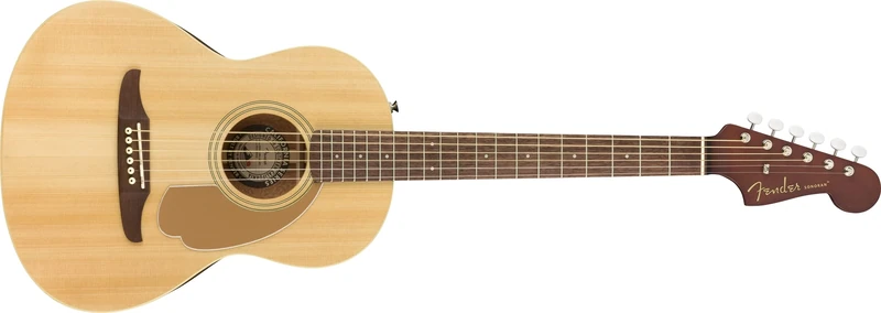 Fender Sonoran Mini Acoustic Guitar, Spruce or Mahogany Top, 24.1 Inch Scale, Strat Headstock, Scalloped Bracing, Gig Bag Included, Natural
